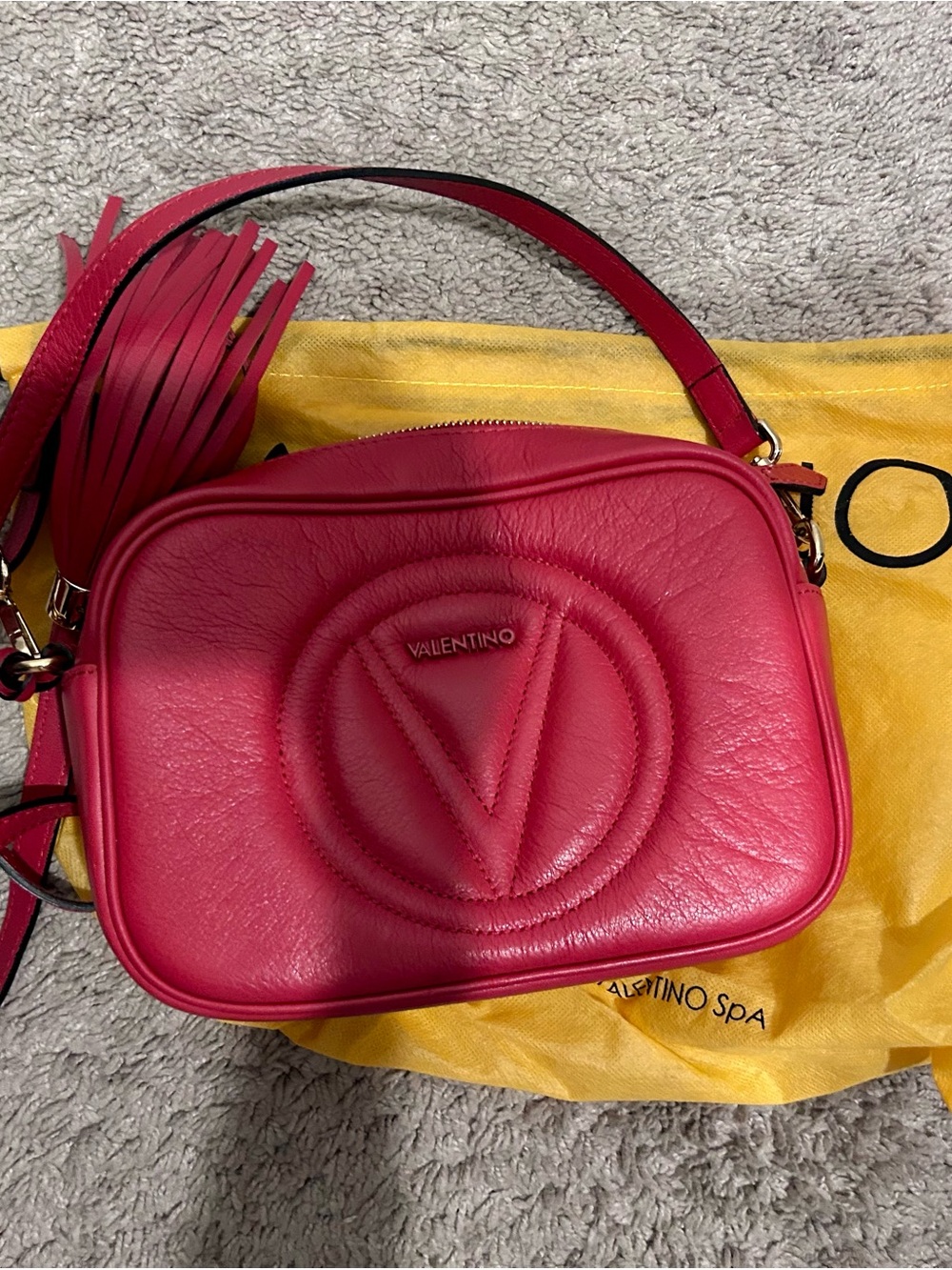 Valentino By Mario Valentino Hot Pink V-Logo Quilted Leather Crossbody